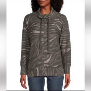 NWT Westbound Knit Long Sleeve Funnel Neck Tiger Pullover - Size XL